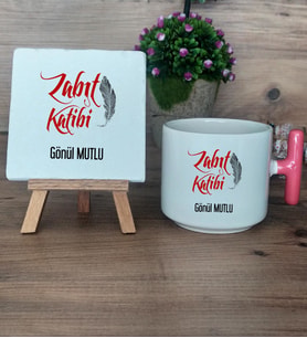 Zabıt Katibi Hediye Seti Kupa Bardak T Kulplu ve Dekoratif Taş Zabıt Katibine Hediye (Model 4)