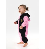 Welsoft Peluş Unisex Fermuarlı Kışlık Bebek Uyku Tulumu Bebek Tulumu Çocuk Tulumu Çocuk Kostümü (Pembe)