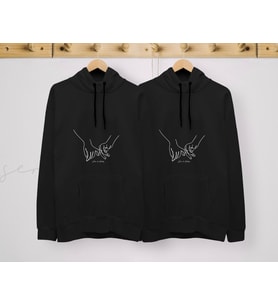 BK Gift Kişiye Özel Sevgililer İsimli İkili Siyah Sweatshirt Seti, Sevgililer Hediye, Çift Hediyesi, Yıl Dönümü Hediyesi, Kişiye Özel Sweatshirt (Model 3)