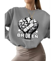 bisiklet yaka 3 iplik şardonlu erkek unisex kadın kalın Kırık Baskılı Sweatshirt Sweatshirt Bej (Gri)
