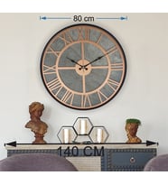 Markakanvas Siyah Metal Kasalı Mermer Desenli Duvar Saati Çap 50 - 80 cm (Bakır)