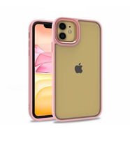 Apple iPhone 11 Kılıf Kamera Korumalı Mat Renkli Silikon (Rose)