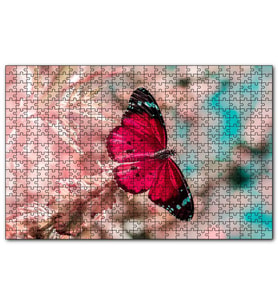 Cakapuzzle Daldaki Kırmızı Kelebek Yakın Plan  Puzzle Yapboz MDF (Ahşap) (1000 Parça)