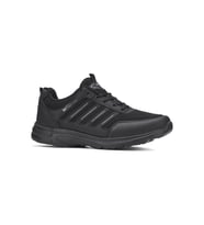 Günlük Erkek Büyük Beden 45-47 Sneaker Spor Ayakkabı Bağcıklı Fileli Rahat  2080 (Siyah-Siyah)