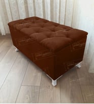 Lüks Sandıklı Kapitone Puf Bench Ayakucu Koltuk (Karamel)