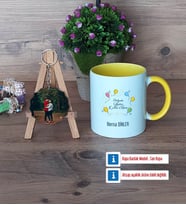 Doğum Günü Hediyesi Kupa Bardak Beyaz ve Fotoğraflı Ahşap Anahtarlık Hediye (Model 7)