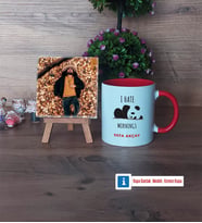 Sevimli Panda Fotoğraflı Dekoratif Taş, Kupa Bardak Beyaz Hediye (Model 2)