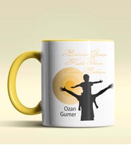 Kişiye Özel Babalar Günün Kutlu Olsun 13 Tema Siyah Kupa Bardak (Sarı)
