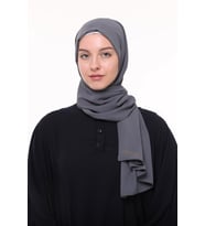 Medine İpeği Düz Tesettür Şal (Koyu Gri)