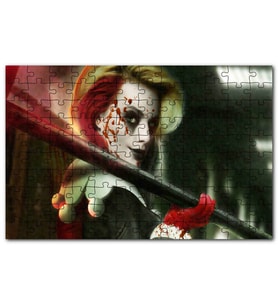 Cakapuzzle Omzunda Sopası Yüzünde Kan ile Harley Quinn Puzzle Yapboz MDF (Ahşap) (1000 Parça)