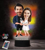 Doğum Günü Hediyesi,Sevgiliye Hediye, Kişiye Özel Fotoğraflı Tatlı Çift 2 Karikatür 3D Led Lamba (RGB)