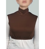 Sıfır Kol Balıkçı Yaka Tam Boğazlı Likralı Penye Kadın Yarım Body (Çikolata)