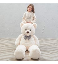 SOLE 140 cm Papyonlu Sevimli Peluş Ayı - Sevgiliye Özel Hediye (Beyaz)