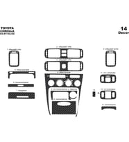 Meriç® Toyota Corolla Ön Torpido Kaplama Maun 14 Parça 1997-2002 (Karbon)