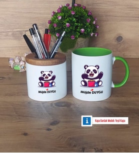 Sevimli Panda Kalemlik, Kupa Bardak T Kişiye Özel Hediye (Model 14)