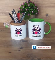 Sevimli Panda Kalemlik, Kupa Bardak T Kişiye Özel Hediye (Model 14)