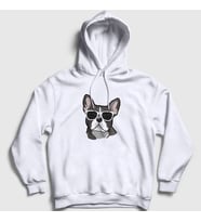 Presmono Unisex Gri French Bulldog Köpek Kapüşonlu Sweatshirt 401671tt (Beyaz)