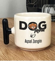 Kişiye Özel Dog Mom Hediye T Kupa Bardak Köpek Annesi (Siyah)