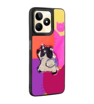 REALME C53 4G Kılıf Parlayan Kabartmalı İkonik Figürlü Amas Silikon Kılıf (Mor)