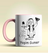 Kişiye Özel Yılın En Çılgın Hemşiresi Temalı Turuncu Kupa Bardak (Pembe)