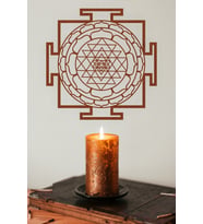 UNT Sri Yantra Mandala Kutsal Geometri Duvar Dekoru-Süsü, Ahşap Dekoratif Tablo (Kahverengi)