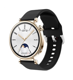 Sneezy Huawei Watch GT4 41mm İle Uyumlu 18mm PureLux Soft Tokalı Silikon Kordon (Siyah)