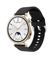 Sneezy Huawei Watch GT4 41mm İle Uyumlu 18mm PureLux Soft Tokalı Silikon Kordon (Siyah)