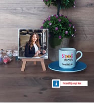 Biyoloji Mühendisi Fotoğraflı Dekoratif Taş, Ahşap Altlıklı Türk Kahvesi Fincanı Hediye (Model 5)