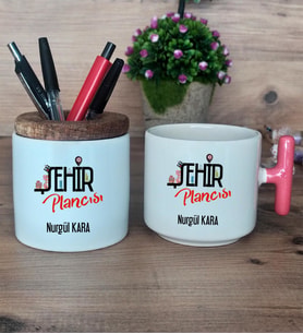 Şehir Plancısı Hediye Sepeti Kupa Bardak T Kulplu, Kalemlik Hediyeleri Şehir Plancısına Hediye (Model 4)