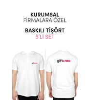 Kurumsal Firmalara Özel Baskılı Tişört - Özelleştirilebilir 5'li Tişört Seti - Polo Yaka (Beyaz)