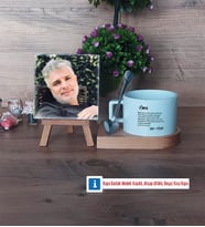 Amcaya Hediye Fotoğraflı Dekoratif Taş, Kupa Bardak Beyaz Hediye (Model 8)
