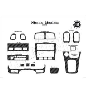 Meriç® Nissan Maxima Ön Torpido Kaplama Maun 15 Parça 1995-2000 (Karbon)