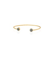 Kadir Jewellery 22 Ayar Altın Kaplama El İşçiliği Zirkon Taşlı Kadın Charm Bileklik (Gri)