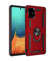 Samsung Galaxy A51 Uyumlu Kılıf Standlı Manyetik Yüzüklü Military Magnetic Ring Polycarbonate and TPU Case (Kırmızı)