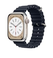 Apple Watch 42mm 44mm 45mm Seri 1 2 3 4 5 6 7 8 Se Uyumlu Seaflex Ocean Silikon Kordon (Gece Mavisi)
