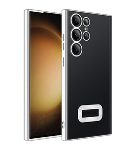 Galaxy S23 Ultra Kılıf Kamera Korumalı Logo Gösteren Zore Omega Kılıf (Gümüş)
