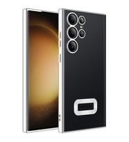 Galaxy S23 Ultra Kılıf Kamera Korumalı Logo Gösteren Zore Omega Kılıf (Gümüş)