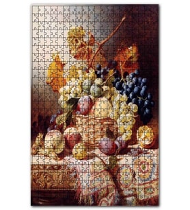 Cakapuzzle Sepette Taze Meyveler ve Kuru Yapraklar Puzzle Yapboz MDF (Ahşap) (1000 Parça)