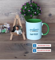 Su Ürünleri Mühendisi Kupa Bardak Beyaz ve Fotoğraflı Ahşap Anahtarlık Hediye (Model 14)