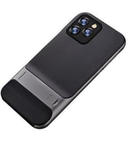 iPhone 12 Pro Max Kılıf Standlı Korumalı Lüx Silikon (Gri)