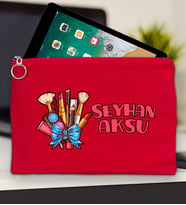 BK Gift Kişiye Özel İsimli-3 Tablet Çantası 30x21cm(12 Renk Seçeneği), Ipad Çantası, Baskılı Tablet Kılıfı (Kırmızı)