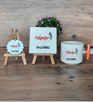 Kişiye Özel Sekreter Hediye Seti Kupa Bardak T Kulplu, Dekoratif Taş, Anahtarlık Sekretere Hediye (Model 7)