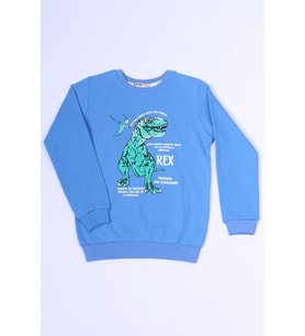 ERKEK ÇOCUK SWEAT DİNOZOR BASKILI RİBANALI C54 (Açık Mavi)