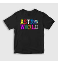 Presmono Unisex Çocuk Beyaz Astroworld V2 Travis Scott T-Shirt 44113tt (Siyah)