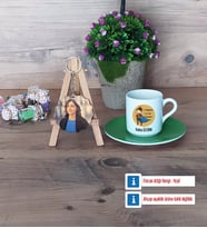 Öğretmenler Günü Hediyesi Türk Kahvesi Fincanı Ahşap Altlıklı ve Fotoğraflı Ahşap Anahtarlık Hediye (Model 9)