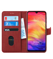 Microsonic Xiaomi Redmi Note 7 Kılıf Fabric Book Wallet (Kırmızı)