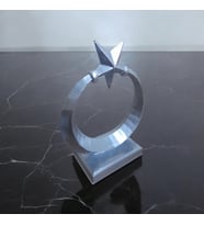 Ay Yıldız Masa Dekoru Türk Bayrak Masa Ofis Dekoru Biblo Heykel 16 x 12.5 x 6 cm (Gri)