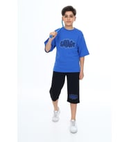 Erkek Çocuk Kaprili Alt-Üst Takım Lx7111 ANGELOS GIRLS (Saks Mavisi)