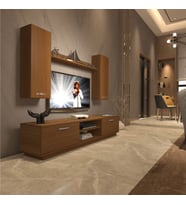 Decoraktiv Eko 5DB Slm Dvd Tv Ünitesi Tv Sehpası - Parlak Beyaz (Ceviz)