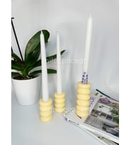 Dekoratif Beton Şamdan/Mumluk Seti 3lü Set (Sarı)